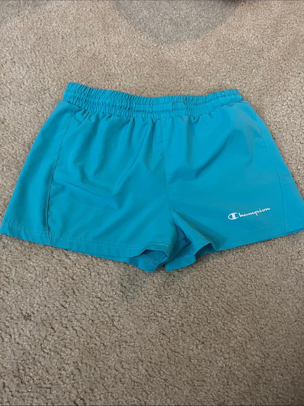 Champion Aqua Running Shorts with Script Logo